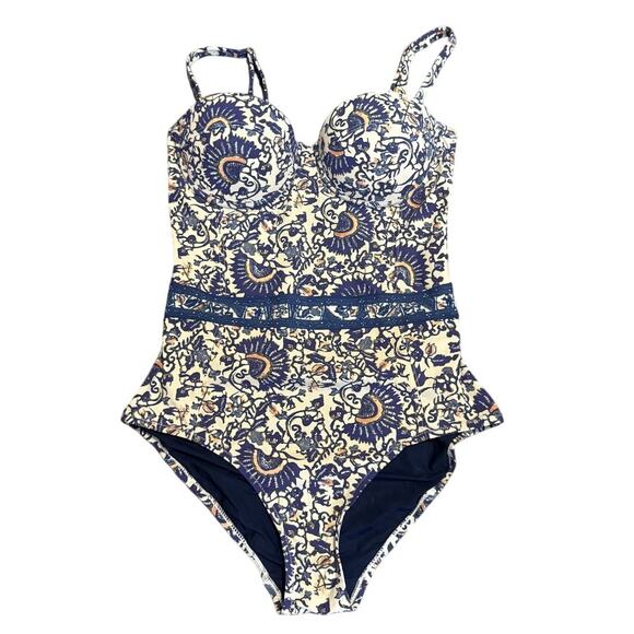 Tory Burch Ocean Mist Madura Print One-Piece Swimsuit/Bathing Suit (S) Rare - Picture 1 of 5